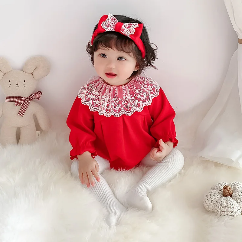 

Baby Girl Rompers Long Sleeves Lace Embroidery Jumpsuit Spring Autumn Girls Outfits Newborn Girl Clothes Toddler Girl Clothes