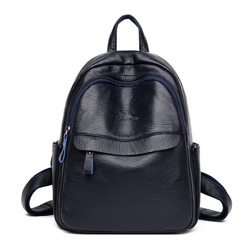 Женский кожаный рюкзак женский рюкзак для путешествий mochila feminina sac a dos femme школьные рюкзаки для подростков девочек опрятная сумка на плечо - Цвет: Blue