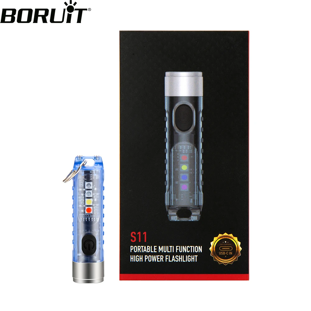 BORUiT S11 фонарик SST20 светодиодный Type-C заряжаемый ключевой на цепочке с