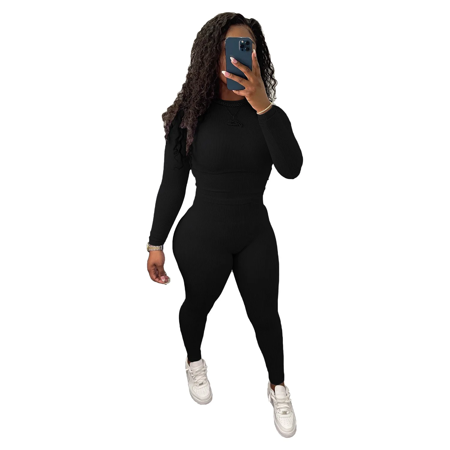 

Comfortable Women Ottoman Tracksuits 20201 Autumn Solid Long Sleeves Turtleneck Tops + Sexy Lady Skinny Pencil Two Pieces Sets