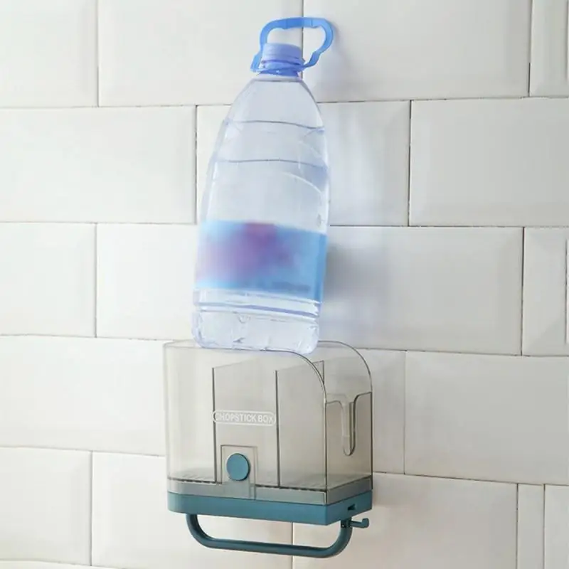 

Wall Mounted Home Storage Shelf Free Perforated Chopsticks Tube Shovel Spoons Bucket Dinner Knives Forks Tableware Storage Box