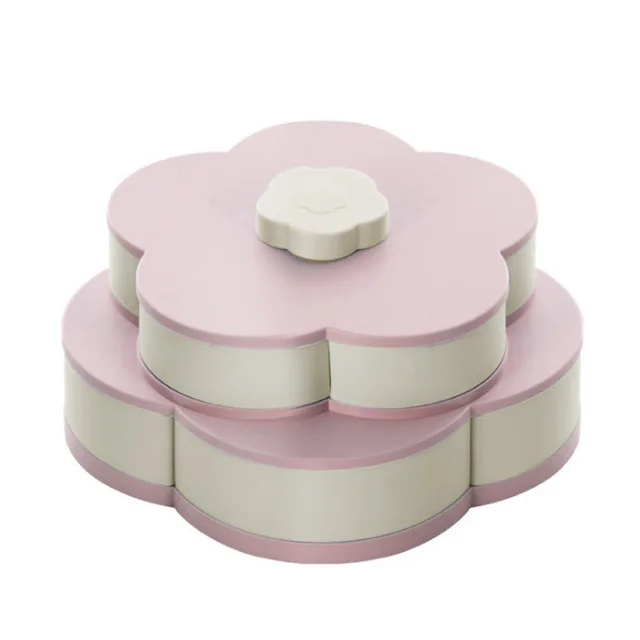 double pink Многофункциональный контейнер для еды в форме цветка, контейнер для хранения с отделениями, чехол для конфет, тарелок, домашняя декоративная посуда - Цвет: double pink