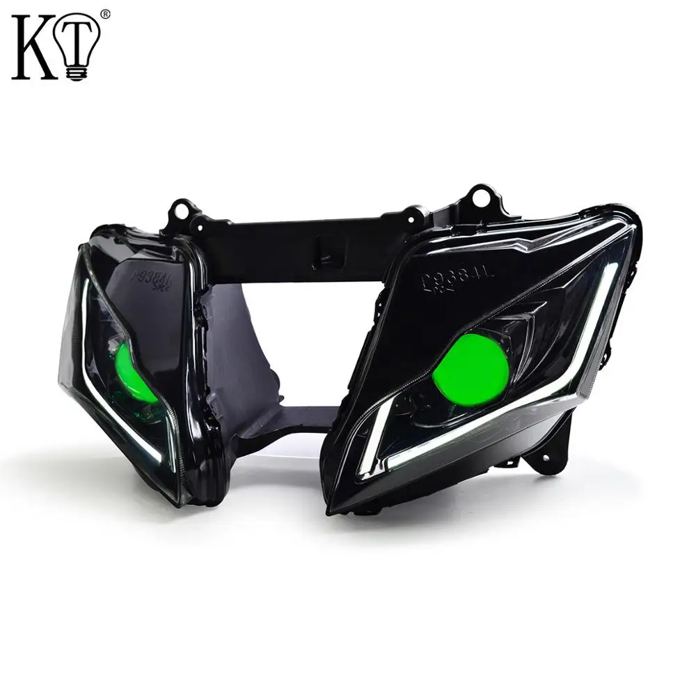 Green Demon Eye Для Kawasaki Ninja ZX10R ZX-10R полный светодиодный фар 2011- V2 - Цвет: Green Demon Eye