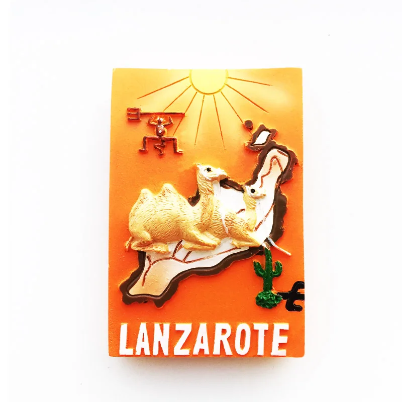 

QIQIPP Creative Camel Map Tour In LanzarotE, Spain Memorial Decoration Collection Crafts Magnetic Refrigerator Stickers