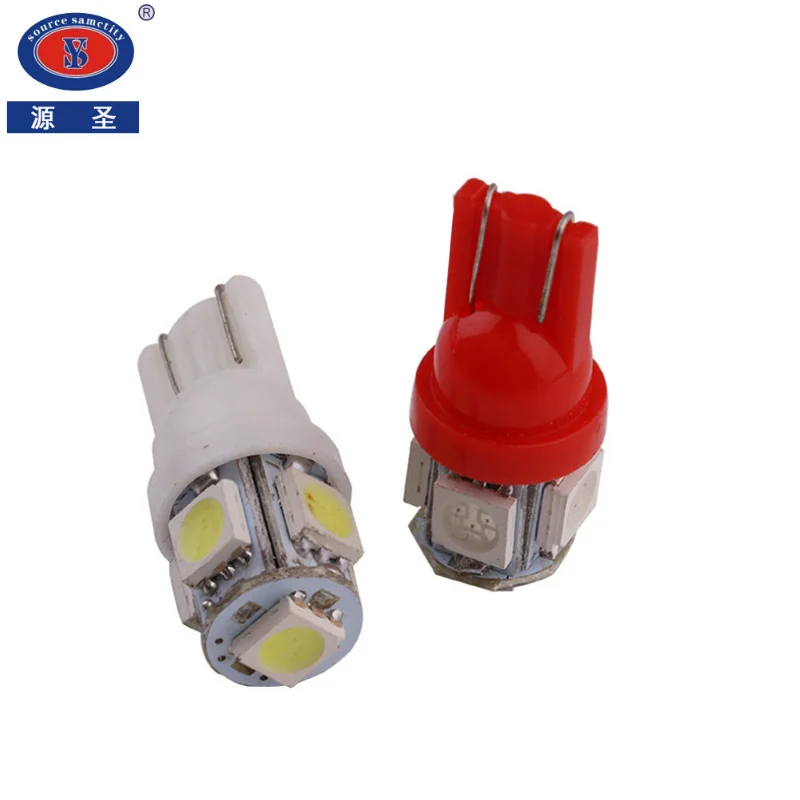 Юаньшенг 10 шт. T10 W5W светодиодный лампы 5 SMD светодиодный белого и синего цвета красный зеленый 194 168 супер яркий Клин лампочки лампы 12V 5050 SMD