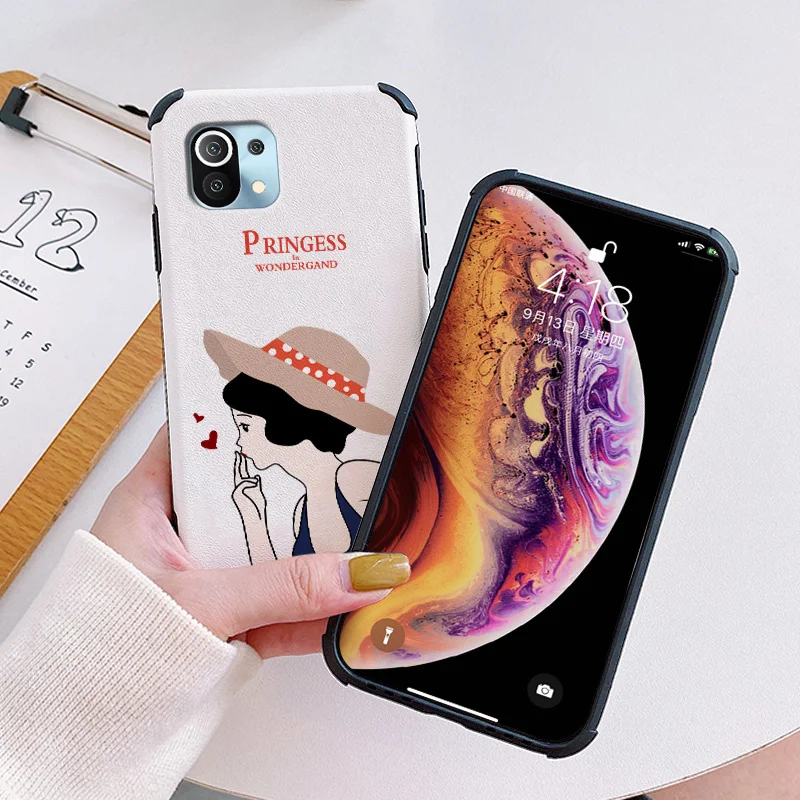 

Blonde Girl Case For Xiaomi Mi 11 11lite 11Ultra 11i 10T 10TPro 10TLite 10 10S lite Pro Poco F2 X2 F3 Pro Lambskin Cover