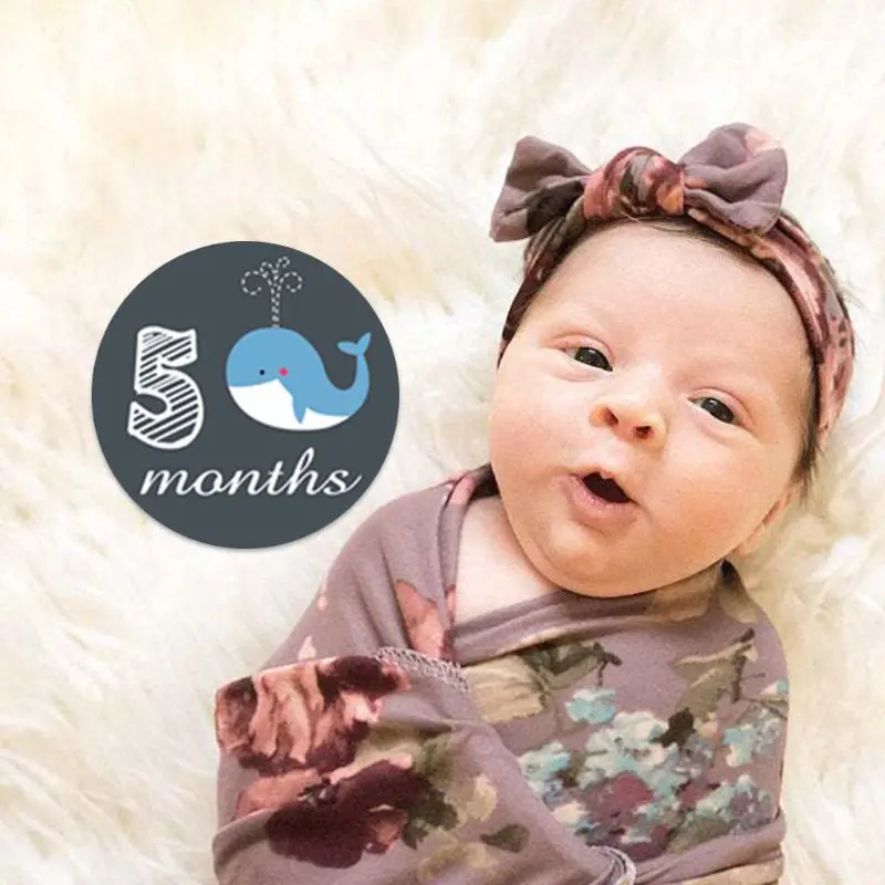 

Cartoon Animal Newborn Month Sticker Baby Infants Monthly Photo Props