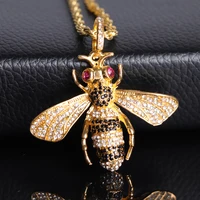 classic cute bee pendant necklace fashion men hip hop style chain honeybee necklace for women friend best gift