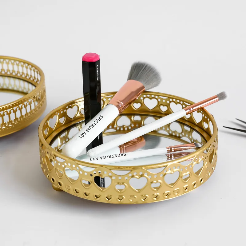 Metal Tray Cake Stand Weed Trays Pantry Organizer Food Fruit Cosmetic Storage Box Jewelry Rack Golden 2 Layers | Дом и сад