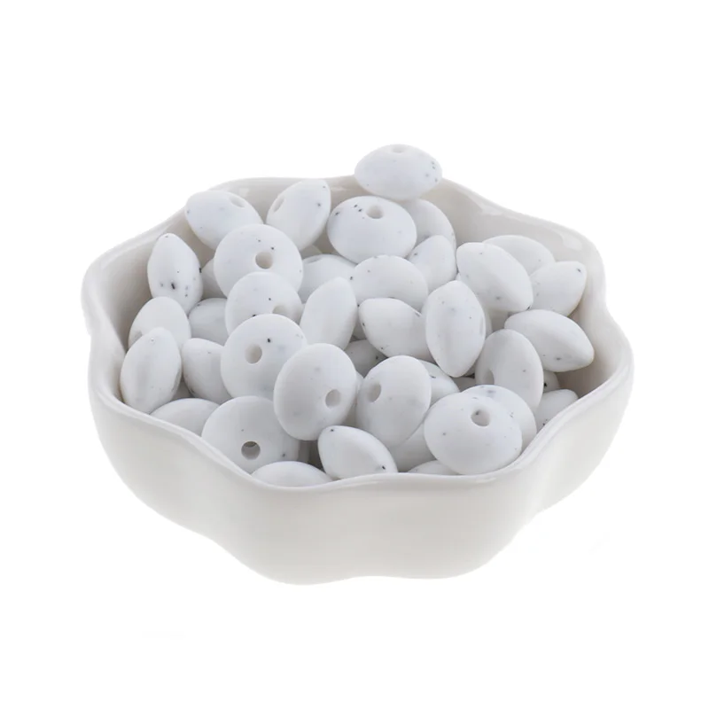 200 Uds., Cuentas de silicona para beb&eacute;s, cuentas de moteado de lentejas, collar de dentici&oacute;n para beb&eacute;s, cadena para masticar, sin BPA, lentejas de silicona de grado alimenticio de 12 * 7mm-3