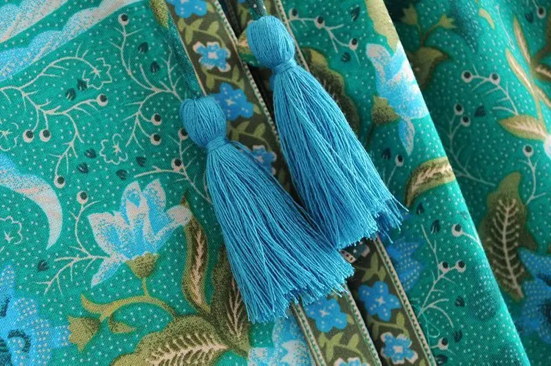 Женское летнее платье макси с рукавами фонариками и V образным вырезом|Женские