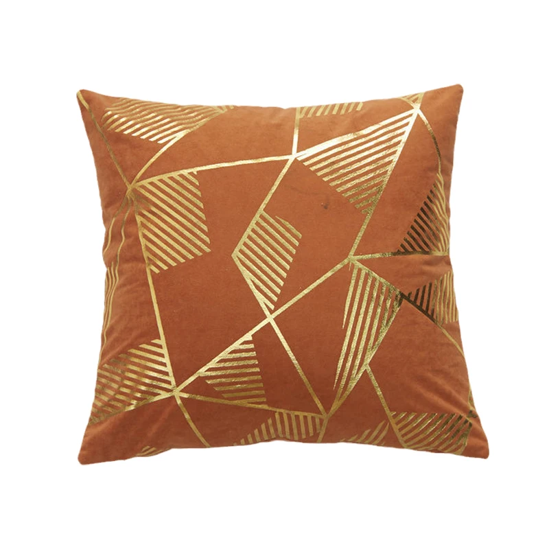 

Geometric Golden line Cushion Cover Flocking Decorative Pillowcase Plush Throw For Home Chair Party Sofa Festival Decor