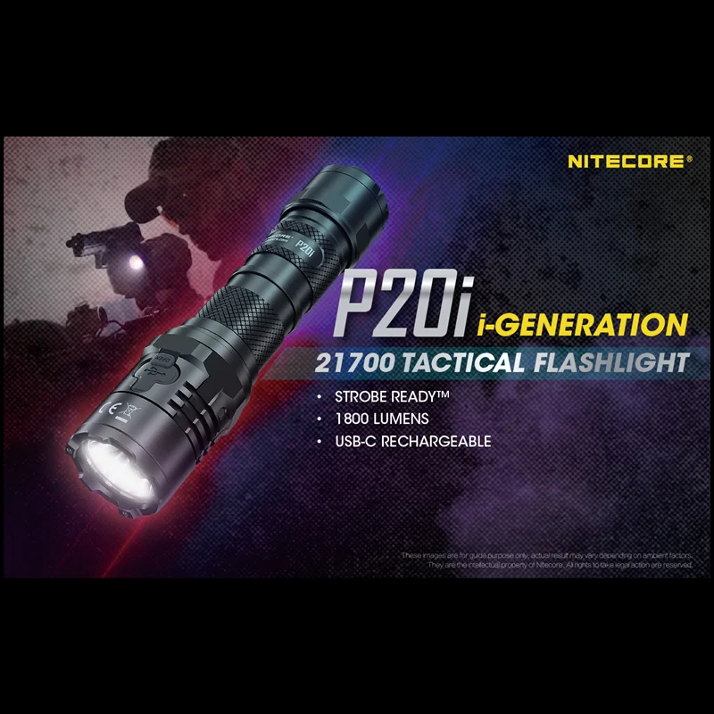 Pаспродажа Тактический фонарик NITECORE P20i, 1800 люмен, USB, перезаряжаемый, с одним нажатием, фонарик для самообороны с батареей 4000 мАч