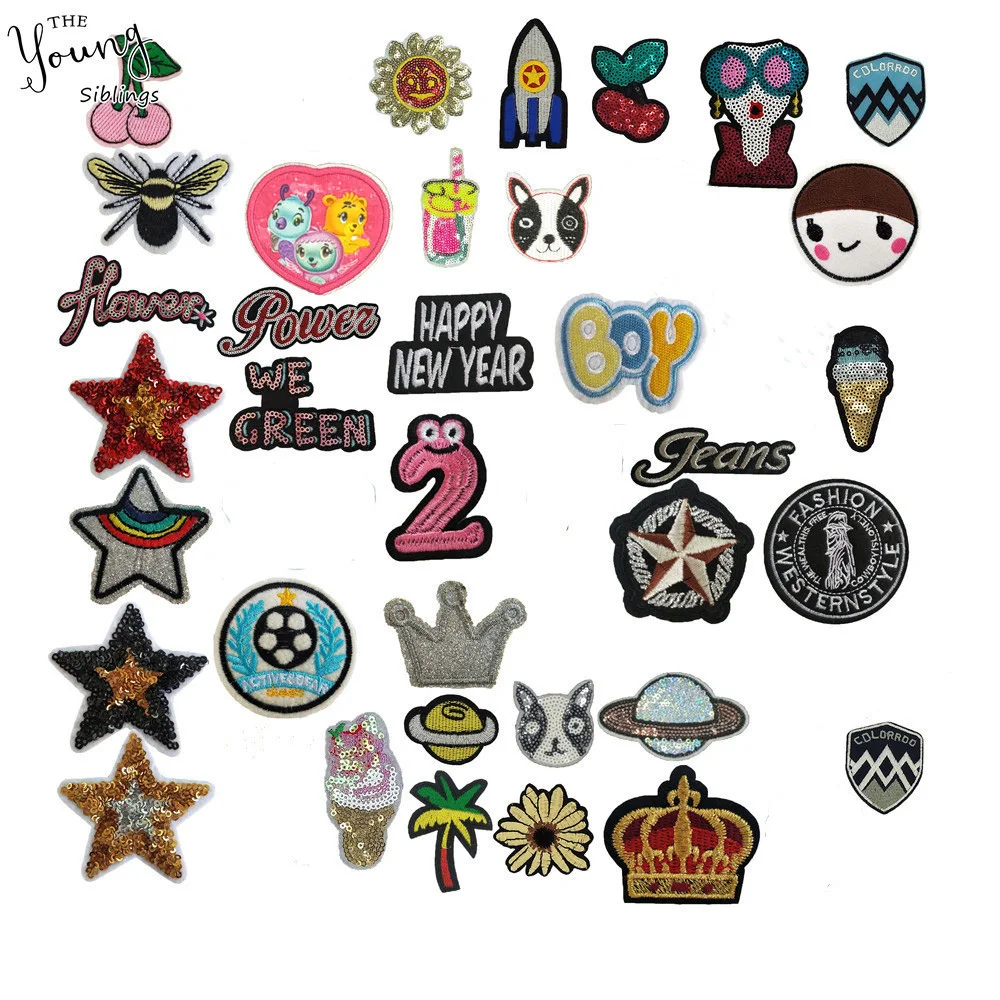 Смесь мультфильмов нашивки для одежды буквы корона вышитая аппликация значки с