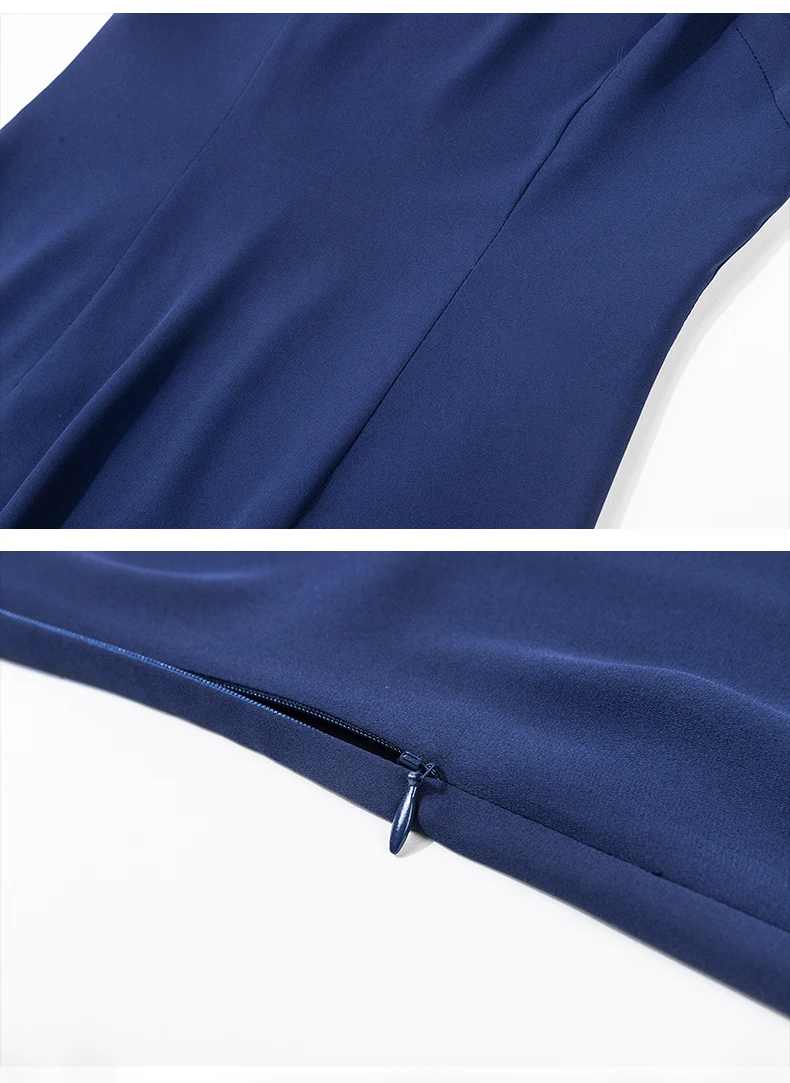 

Women Fashion Elegant 2 Pieces Set Blue Jacket and Dress Matching Clothing