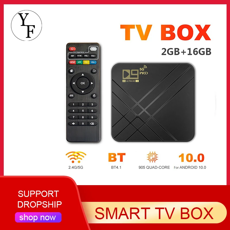 

Android 10.0 Smart TV BOX 2GB 16GB 4K Voice Assistant 1080P Video TV Receiver Wifi 2.4G&5G Smart TV Box Set Top Box For Home