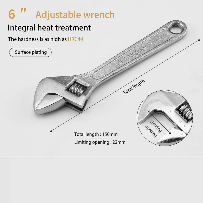 

Adjustable Wrench 6-10 Inch Adjustable Spanner Grip Repair Wrench Hand Tools