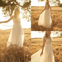 recent rembo styling bohemian simple place sleeveless backless wedding dress tip tuff bridal gown sweep zug robe