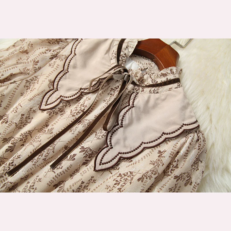 

HIGH STREET New Fashion Spring 2021 Runway Dress Women's Printed Splicing Lantern Sleeve With Wood Ears Dress