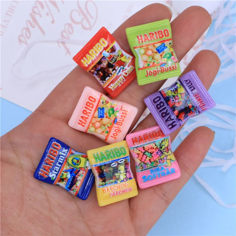 

7pcs 1/12 Scale Cute Mini Play Toys Food Miniature Dollhosue Resin Snack Bag Pretend food for Dolls Kitchen Toys