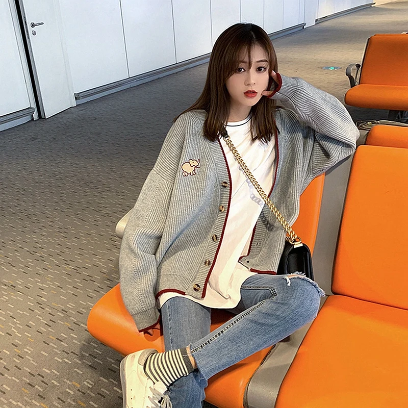 Свитер пальто женский кардиган новинка 2021 осенняя универсальная Свободная