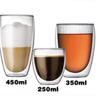 2021 Новейшая модная термостойкая чашка с двойными стенками 150-450 мл, кофейный стакан, изолированная чашка для чая, эспрессо, кружка для вина, пива