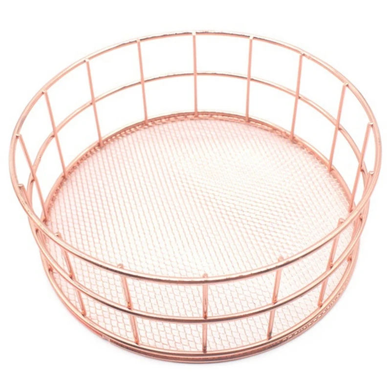 Новинка корзина для хранения из розового золота в скандинавском стиле проволоки