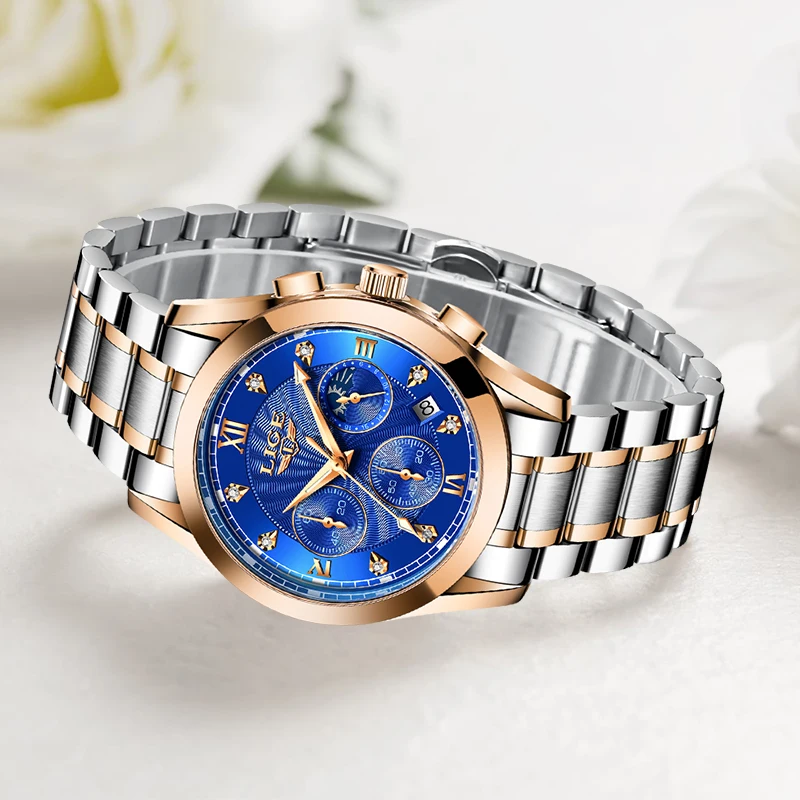 LIGE 2021 Women Watches New Gold Watch Ladies Creative Steel Women's Bracelet Watches Female Waterproof Clock Relogio Feminino enlarge