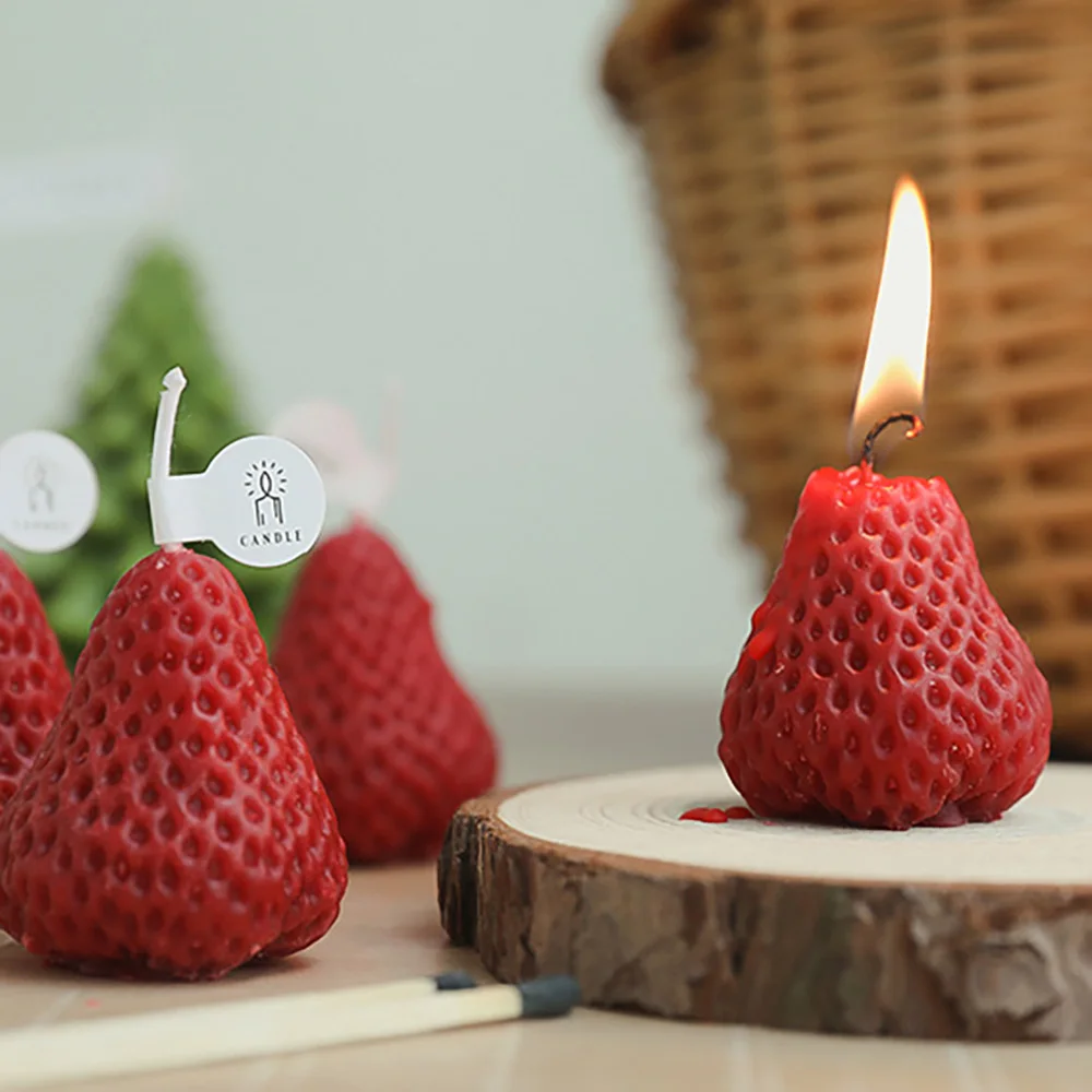 1PC/4PCS Strawberry Decorative Aromatic Candles Soy Wax Scented Candle for Birthday Wedding | Дом и сад