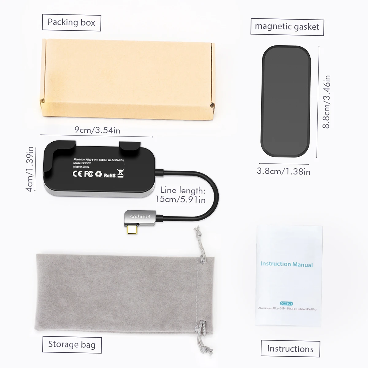 Dodocool телефон для iPad 6 в 1 USB3.0/C 4K видео HDMl 3 5 мм выходной порт SD/TF кардридер PD Dock Mate 20