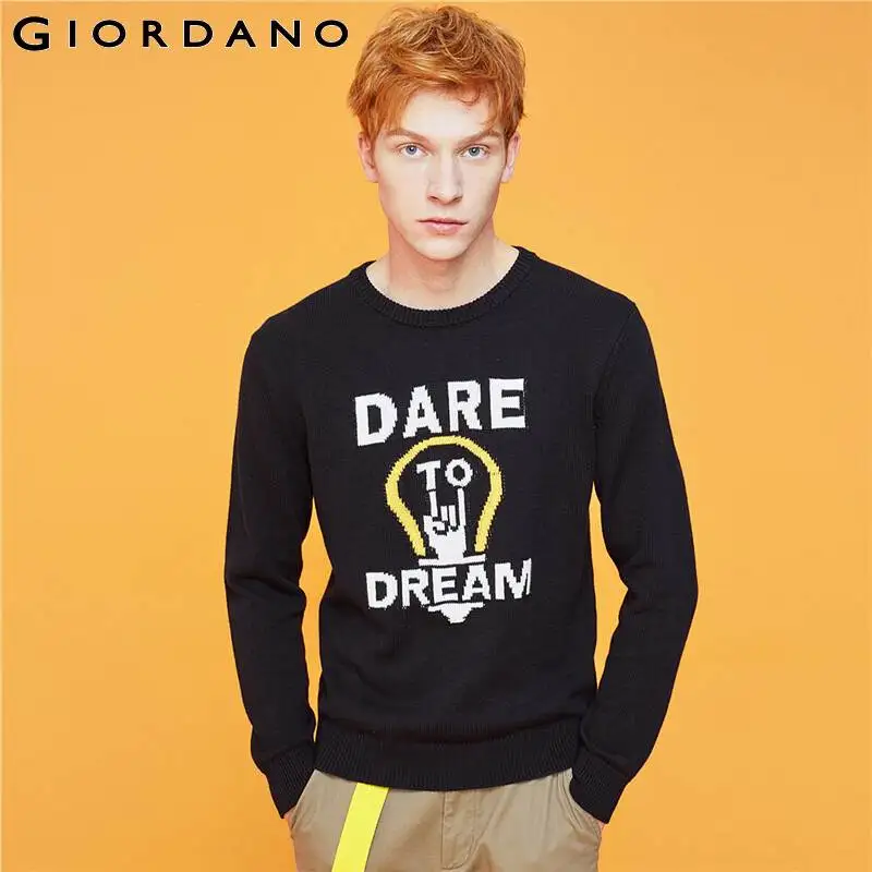 Dordano/мужские свитера Толстый Пуловер с буквенным принтом и длинным рукавом