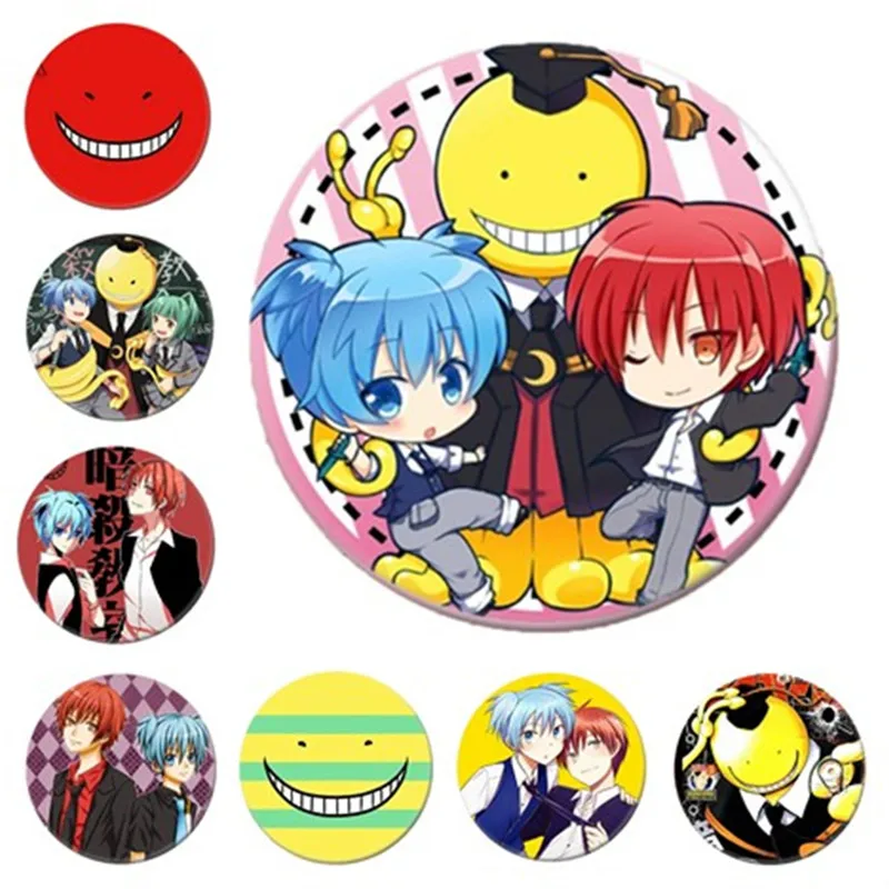 58 мм аниме-Черный Рок-брошь Korosensei косплэй Shiota Nagisa знак рюкзаки одежда для женщин