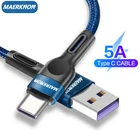 Нейлоновый USB-кабель типа C, 5 А, провод для быстрой зарядки, USB Type-c, зарядное устройство для телефона, шнур для Samsung S21, xiaomi, Huawei, шнур для передачи данных, зарядный кабель