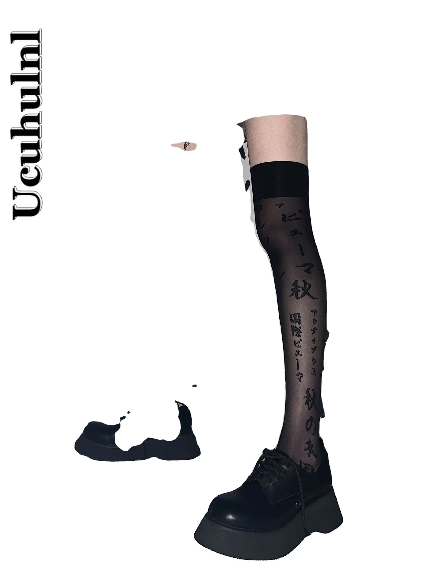 

Ucuhulnl Harajuku Gothic Sexy Transparent Rose Flower Black Thin Knee High Socks for Women Girls Summer Streetwear
