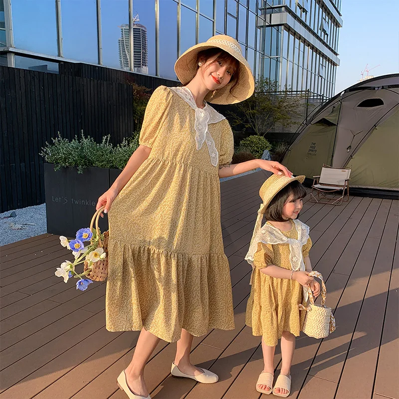 Family Matching Clothes Spring 2021 Summer Mother Daughter Dresses Short Sleeve Mom And Daughter Clothes Mommy And Me Dress  - buy with discount