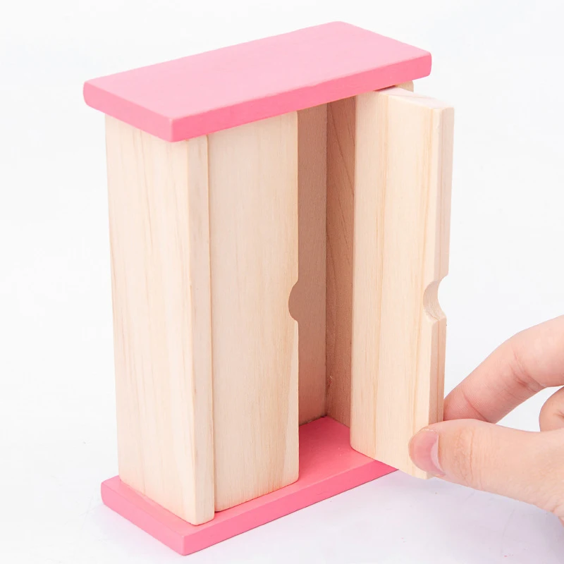 

19 PCS Wooden Dollhouse Furniture Playset Kids Pretend Play Toys Miniature Furniture for Children Dolls House Set