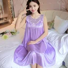 Ночная рубашка женская, кружевная, атласная, без рукавов