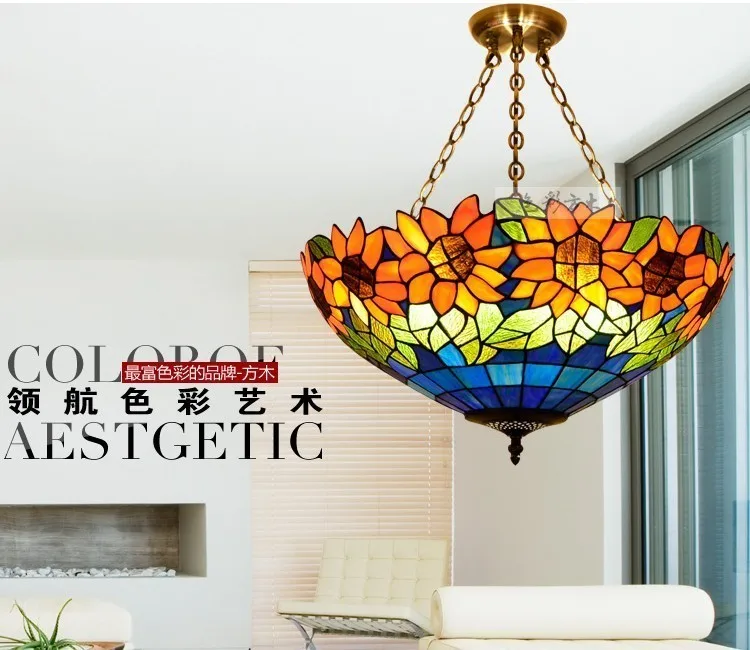 

European Garden Tiffany Pendant Mediterranean Color Lighting Living Room / Bedroom / Study Lamps Pt043b-20 Bed lampen