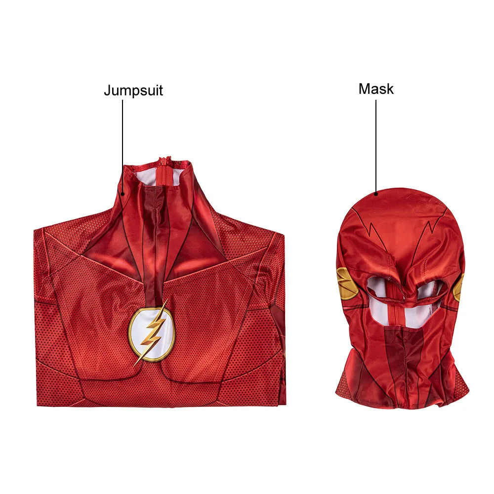 

Adult Superhero The Flash Season 5 Barry Allen Jumpsuit Cosplay Costume Halloween Masquerade Party Bodysuit