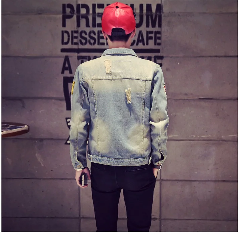 Новая модная ковбойская куртка Мужская джинсовая весна осень 2018 пальто одежда