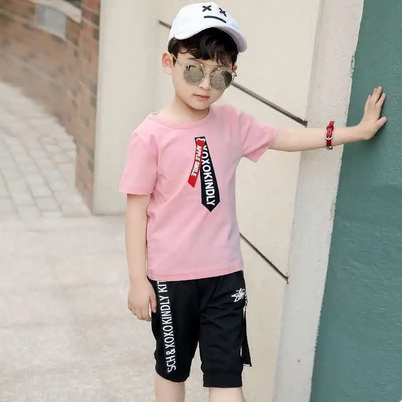 Летние комплекты одежды для мальчиков малышей футболка + штаны детский