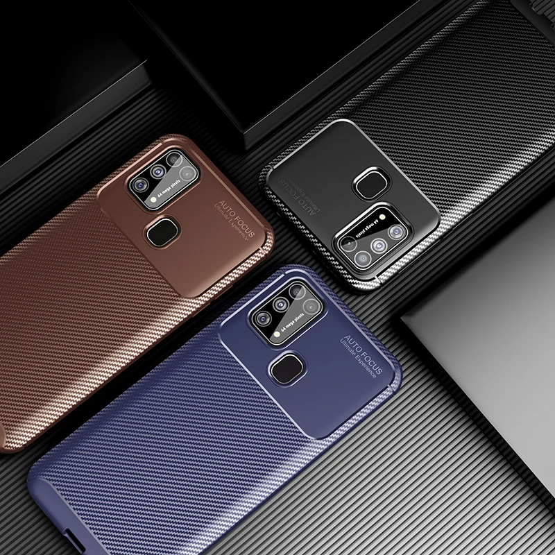 

Case For Huawei P40 Lite E Cover Flex Housings Carbon Fiber Back Cover For Huawei Y7p Honor 9C Shockproof Phone Case 6.39''