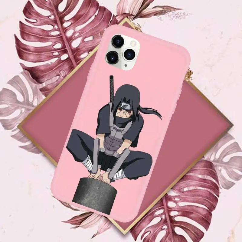 

Japan Anime Naruto Sasuke Phone Case Pink Candy Color for iPhone 11 12 mini pro XS MAX 8 7 6 6S Plus X SE 2020 XR