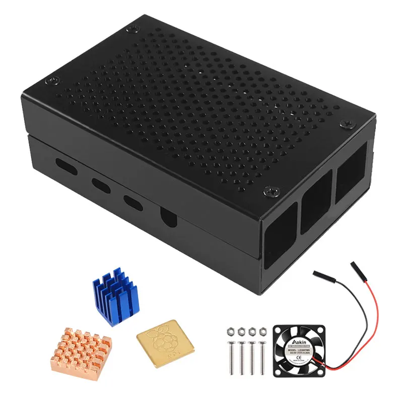 Raspberry Pi 4 Чехол, алюминиевый чехол, черный, серебристый корпус, металлический корпус для Raspberry PI 4, Модель B