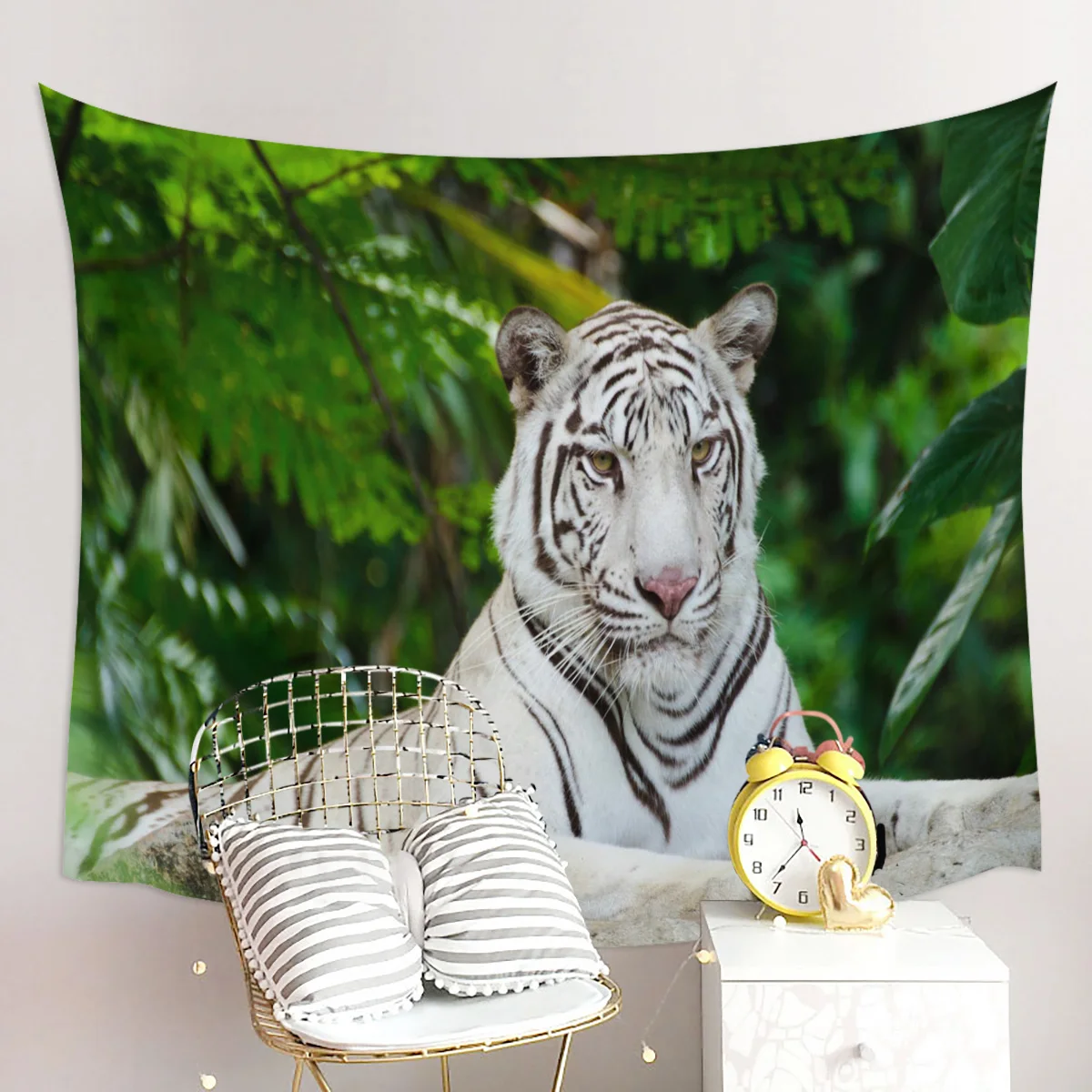 Asian Forest Animal White TigerTapestry Wall Hanging Bedroom Dormitory Home Decoration Tapestry | Дом и сад