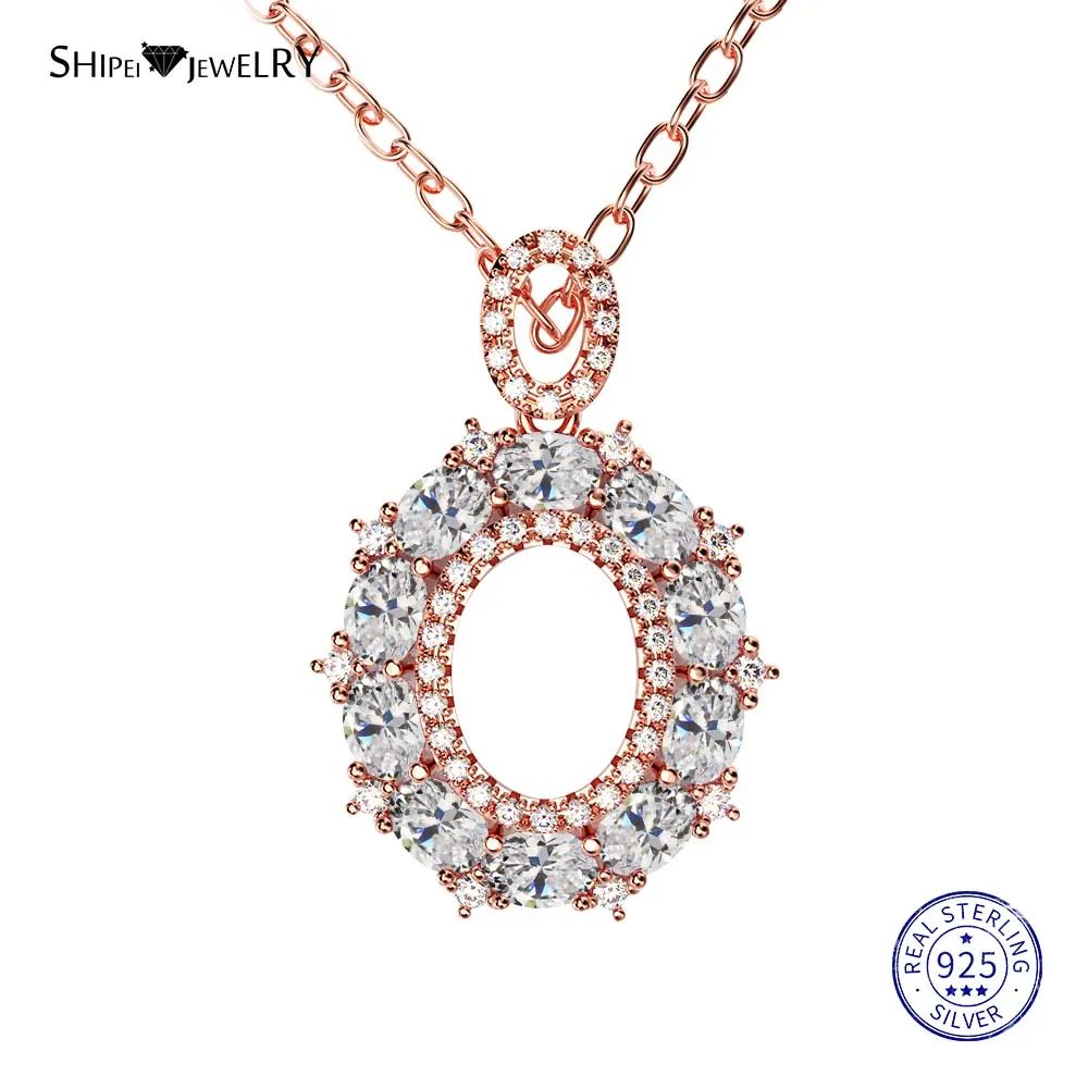 RoseGold-Clear Shipei стерлингового серебра 925 пробы ювелирные изделия Желтое золото розовая, золотая, овальная Сапфировая подвеска ожерелье для женщин Подарок на годовщину - Цвет камня: RoseGold-Clear