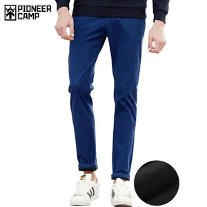 Pioneer Camp Новые повседневные зимние повседневные штаны мужские Качественные теплые флисовые мужские брюки Брендовые мужские плотные брюки цвета хаки, черный, синий, 625002