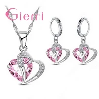 new latest s925 heart pendant necklace earrings ladies jewelry sets crystal best gifts for girls women wedding engagement
