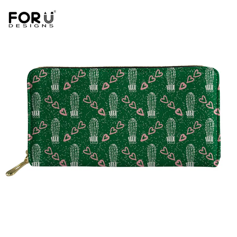 L5295Z21 FORUDESIGNS/Кактус Женский кошелек из искусственной кожи, Женский Длинный кошелек на молнии, вместительные кошельки, Женский кошелек, Дамский кошелек, Сумочка для телефона и денег - Цвет: L5295Z21