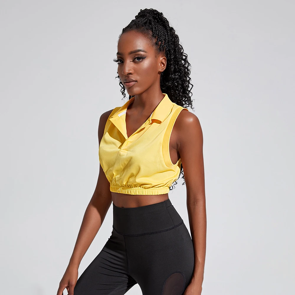 

Sexy short style V-neck vest button for ladies with sleeveless back